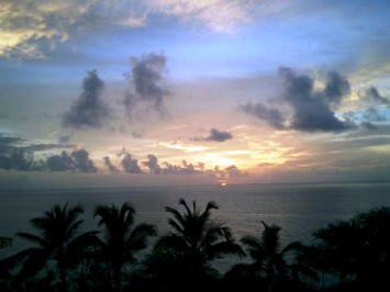 This photo of sunset over the Caribbean Island of Montserrat was taken by T Gilligan.